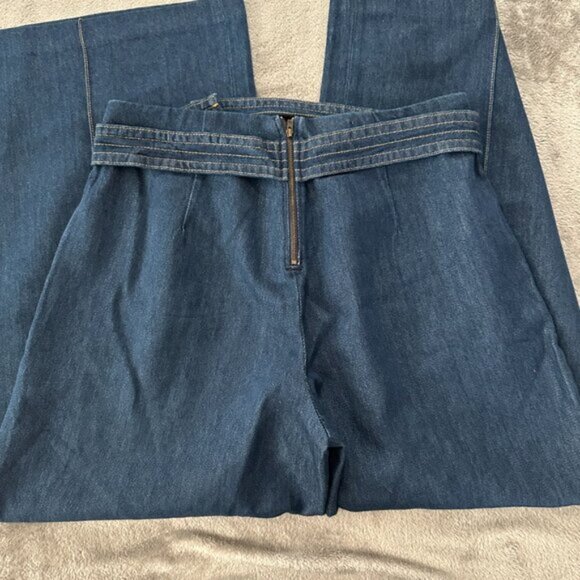 Reiss Super Wide Leg Trouser Jeans Women's US size 10 Belted High Rise - Picture 8 of 11